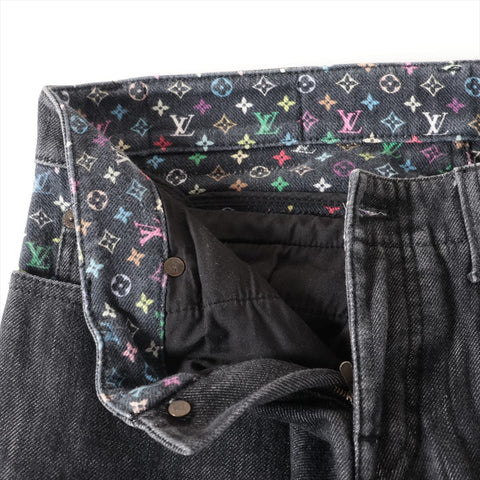 LOUIS VUITTON Multicolor Monogram Denim 38 Pants black WS16173