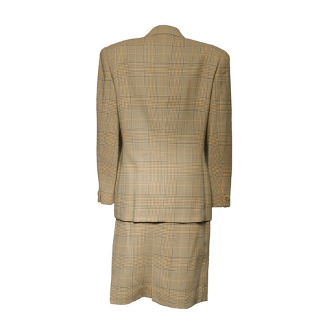 BURBERRY 9AR Check Skirt Wool Set suit Brown WS16179