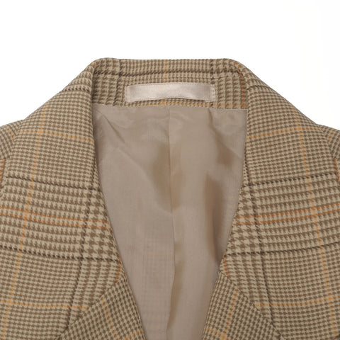 BURBERRY 9AR Check Skirt Wool Set suit Brown WS16179