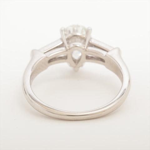Harry Winston Pt950 Diamond Pear Shape Trist Diamond Size 7 Ring Silver WS16183