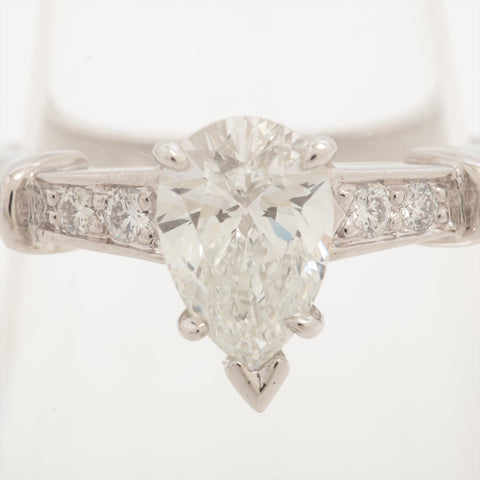 Harry Winston Pt950 Diamond Pear Shape Trist Diamond Size 7 Ring Silver WS16183
