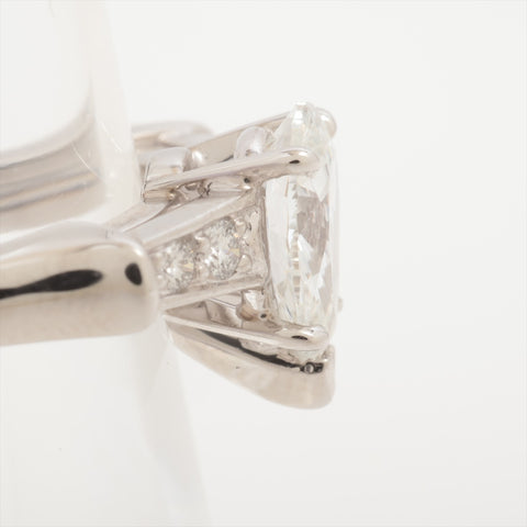 Harry Winston Pt950 Diamond Pear Shape Trist Diamond Size 7 Ring Silver WS16183