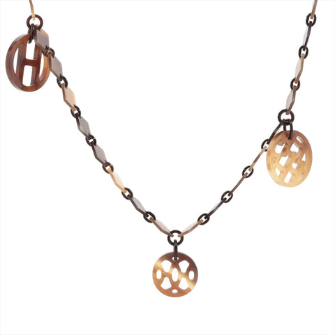 HERMES Buffalo horn Necklace Brown WS16188