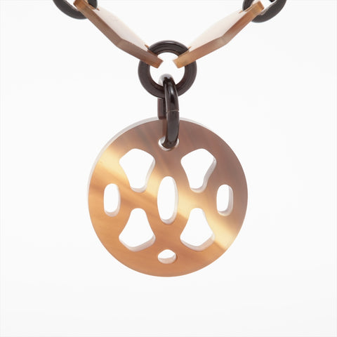 HERMES Buffalo horn Necklace Brown WS16188