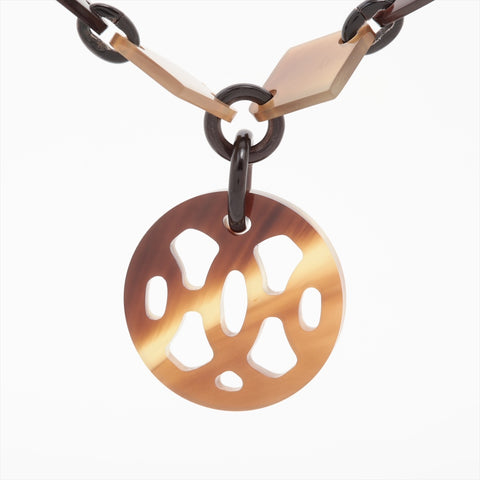 HERMES Buffalo horn Necklace Brown WS16188