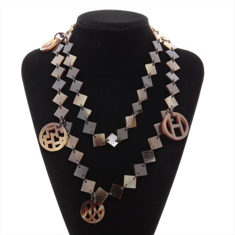 HERMES Buffalo horn Necklace Brown WS16188