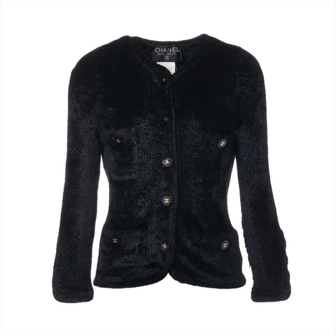 CHANEL 95A 1995 Rayon COCO Mark Button Cardigan cardigan black WS16192