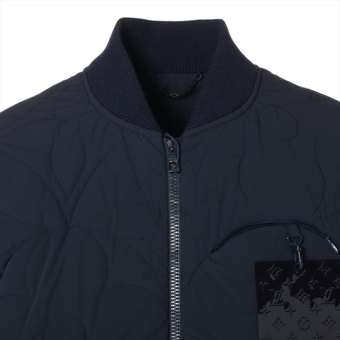 LOUIS VUITTON 22 Stainless Steel LVSE Flower Quilted Hoodie 50 Jacket Navy WS16194