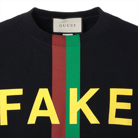 GUCCI XS Fake Not Print 20AW Cotton sweat black WS16195