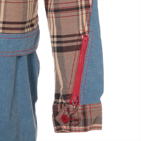 Christian Dior 36 Check Set 2004 Work Jacket Patchwork suit beige WS16198