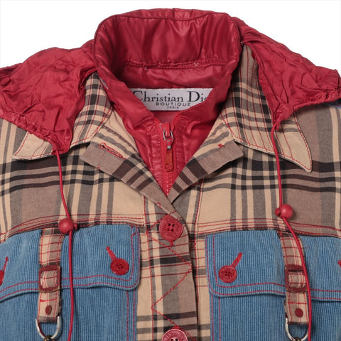 Christian Dior 36 Check Set 2004 Work Jacket Patchwork suit beige WS16198