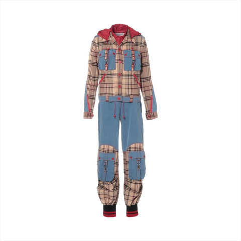 Christian Dior 36 Check Set 2004 Work Jacket Patchwork suit beige WS16198