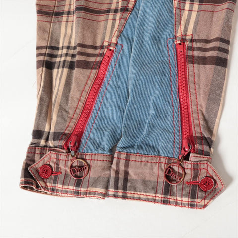 Christian Dior 36 Check Set 2004 Work Jacket Patchwork suit beige WS16198