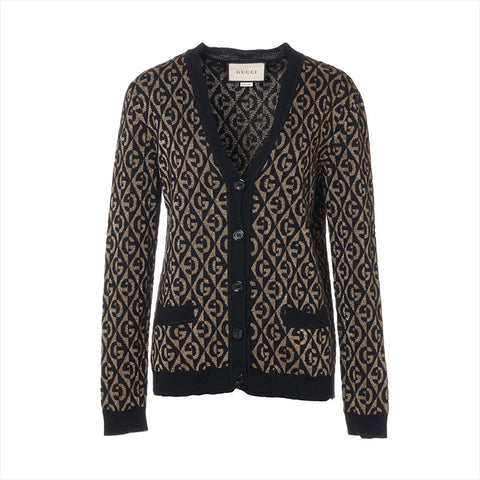 GUCCI GG pattern wool glitter cardigan black WS16201