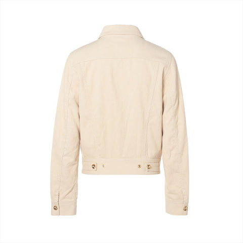 CELINE S Corduroy Triomphe Button Jacket Ivory WS16207
