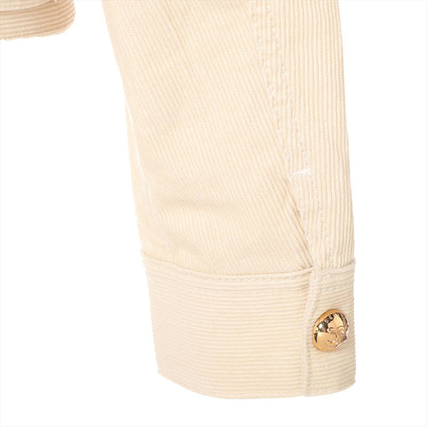 CELINE S Corduroy Triomphe Button Jacket Ivory WS16207