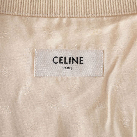 CELINE S Corduroy Triomphe Button Jacket Ivory WS16207