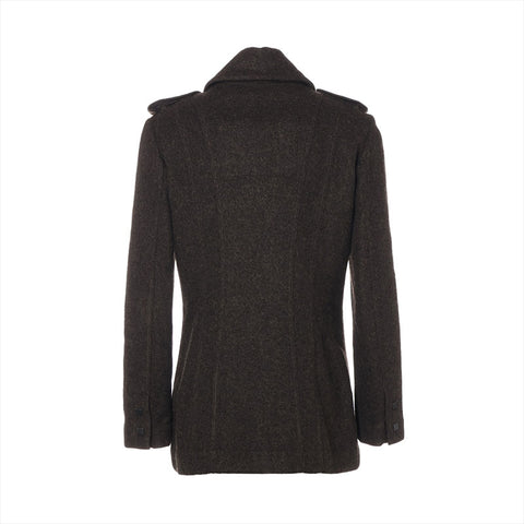 CHANEL 05A 2005 cashmere mohair blend sports line double 38 pea coat Brown WS16213
