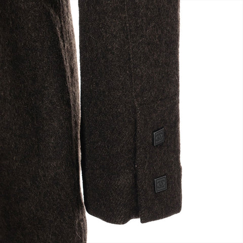 CHANEL 05A 2005 cashmere mohair blend sports line double 38 pea coat Brown WS16213