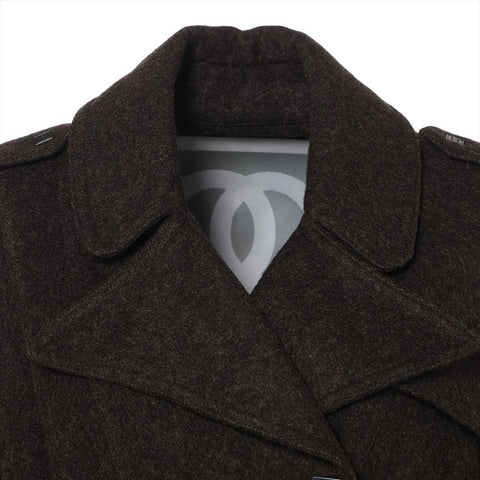 CHANEL 05A 2005 cashmere mohair blend sports line double 38 pea coat Brown WS16213