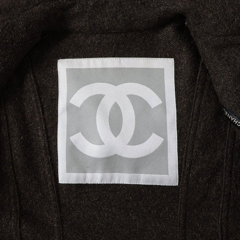 CHANEL 05A 2005 cashmere mohair blend sports line double 38 pea coat Brown WS16213