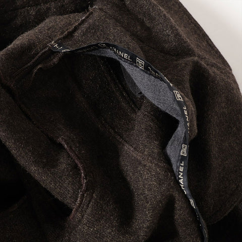 CHANEL 05A 2005 cashmere mohair blend sports line double 38 pea coat Brown WS16213