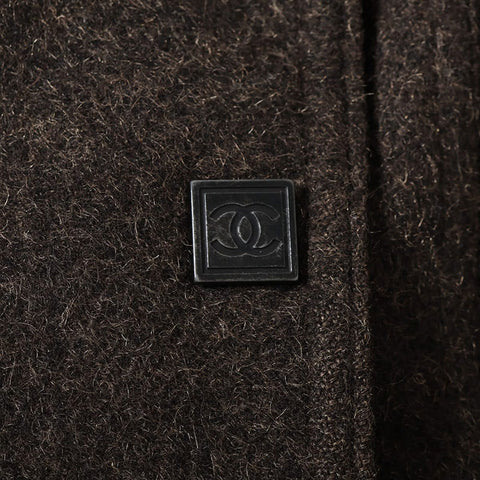 CHANEL 05A 2005 cashmere mohair blend sports line double 38 pea coat Brown WS16213
