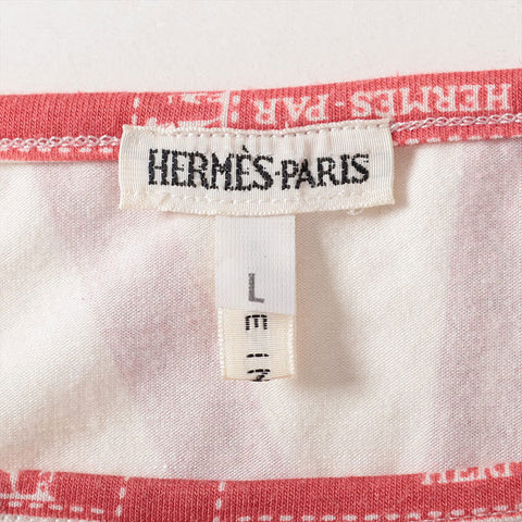 HERMES Large Ribbon Tie, Margiela Period, Rayon Long-sleeved T-shirt Red x white WS16215
