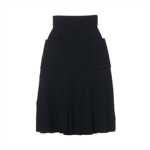 CHANEL 1991 COCO Mark Button Set Skirt Wool Size 40 setup black WS16220