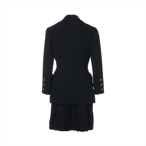 CHANEL 1991 COCO Mark Button Set Skirt Wool Size 40 setup black WS16220