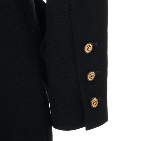 CHANEL 1991 COCO Mark Button Set Skirt Wool Size 40 setup black WS16220