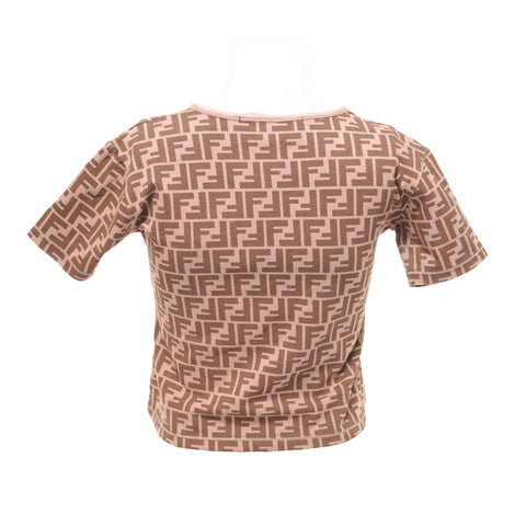 FENDI Zucchino cotton Short sleeve T-shirt Brown WS16226