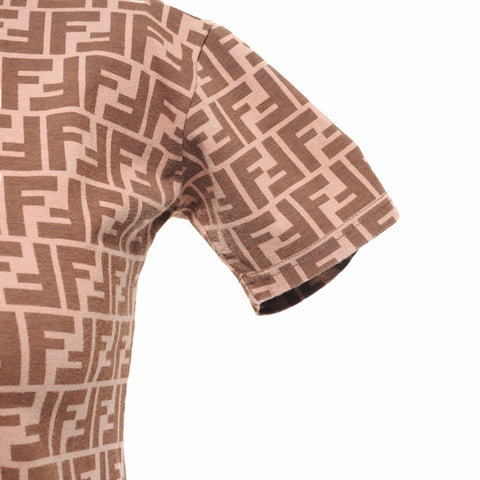 FENDI Zucchino cotton Short sleeve T-shirt Brown WS16226