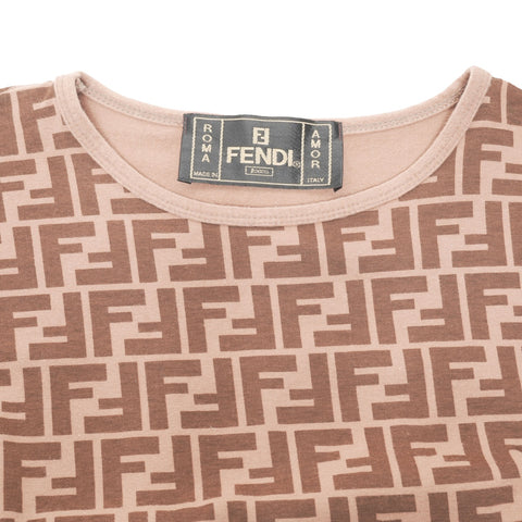 FENDI Zucchino cotton Short sleeve T-shirt Brown WS16226