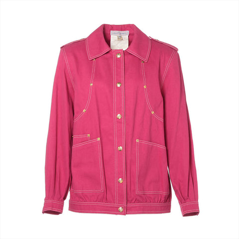 CELINE Cotton 38 Carriage Metal Button Jacket pink WS16227