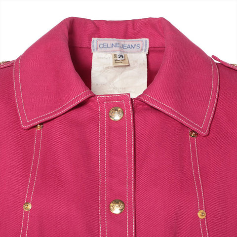 CELINE Cotton 38 Carriage Metal Button Jacket pink WS16227