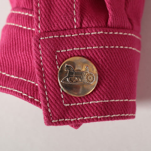 CELINE Cotton 38 Carriage Metal Button Jacket pink WS16227