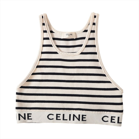 CELINE Athlete Bra Logo Rib M Tank top Ivory WS16228