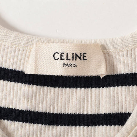 CELINE Athlete Bra Logo Rib M Tank top Ivory WS16228