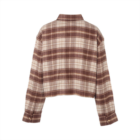 CELINE Cashmere flannel shirt with Triomphe embroidered logo Long sleeve shirt Brown WS16231