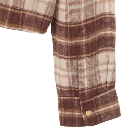 CELINE Cashmere flannel shirt with Triomphe embroidered logo Long sleeve shirt Brown WS16231