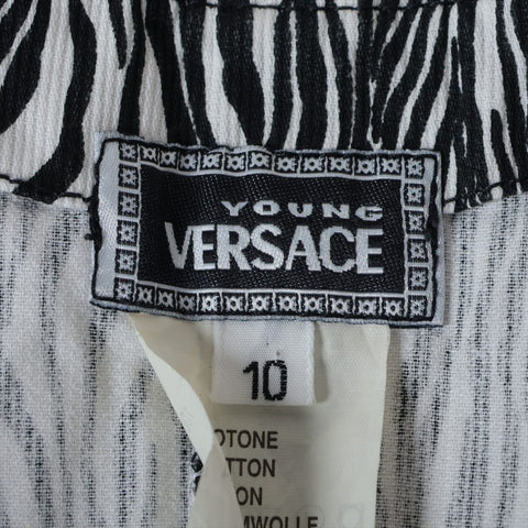 VERSACE Cotton Zebra Pattern 10 Sleeveless Medusa Top Vest black WS16238