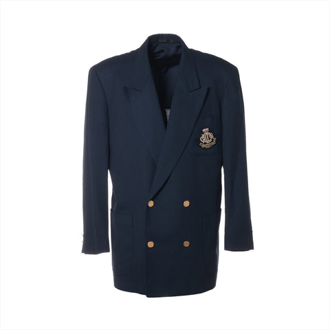 Christian Dior Sport Large Wool Logo Emblem Patch Single Jacket Navy WS16240