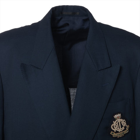 Christian Dior Sport Large Wool Logo Emblem Patch Single Jacket Navy WS16240