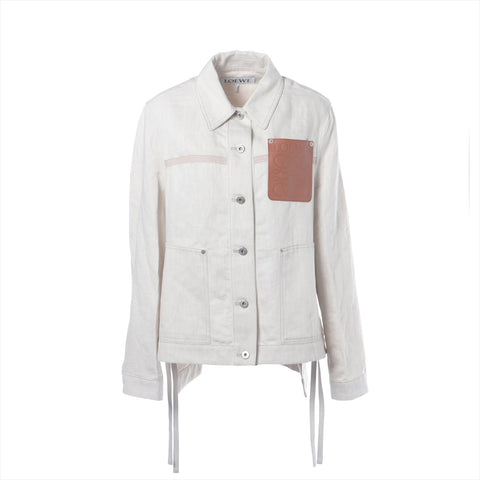 LOEWE Anagram Cotton Linen Denim 2023 34 Jacket beige WS16241