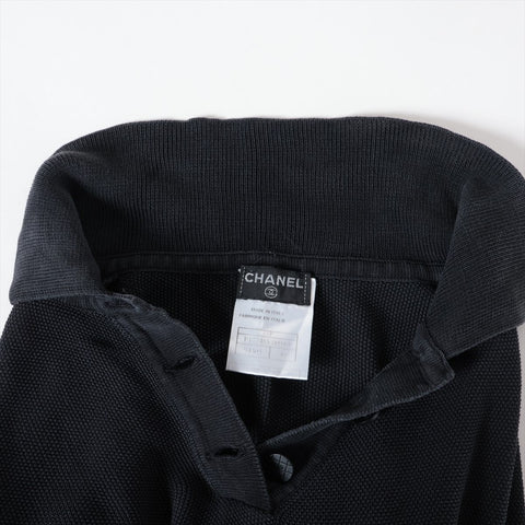 CHANEL Silk Knit COCO Button Polo Shirt 01P 2001 Short sleeve shirt black WS16243
