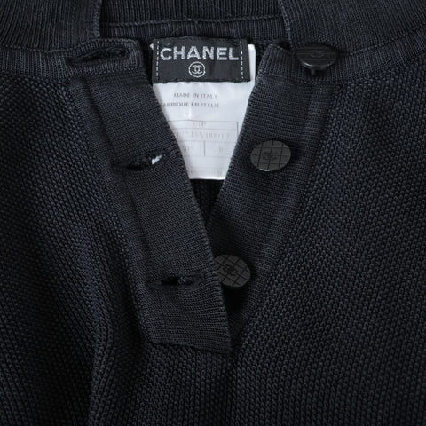 CHANEL Silk Knit COCO Button Polo Shirt 01P 2001 Short sleeve shirt black WS16243