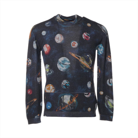 LOUIS VUITTON Galaxy Print S Wool Silk knit Navy WS16245