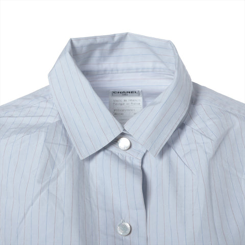 CHANEL Cotton Stripe 01C 2001 36 Long sleeve shirt blue WS16247