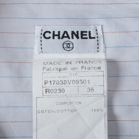 CHANEL Cotton Stripe 01C 2001 36 Long sleeve shirt blue WS16247